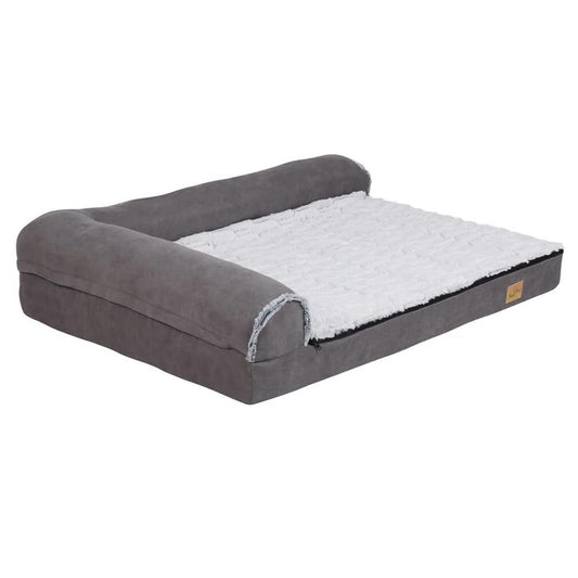 L-Shaped Dog Bed with Bolstered Cushion & Neck Care
