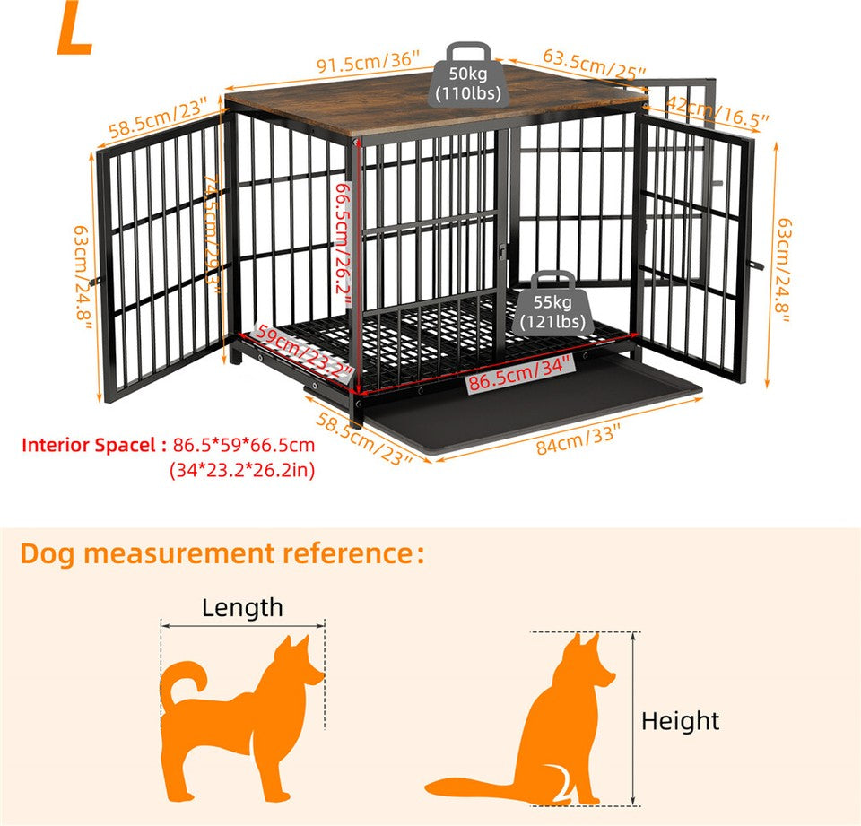 Sturdy Wooden Dog Crate with Storage Table
