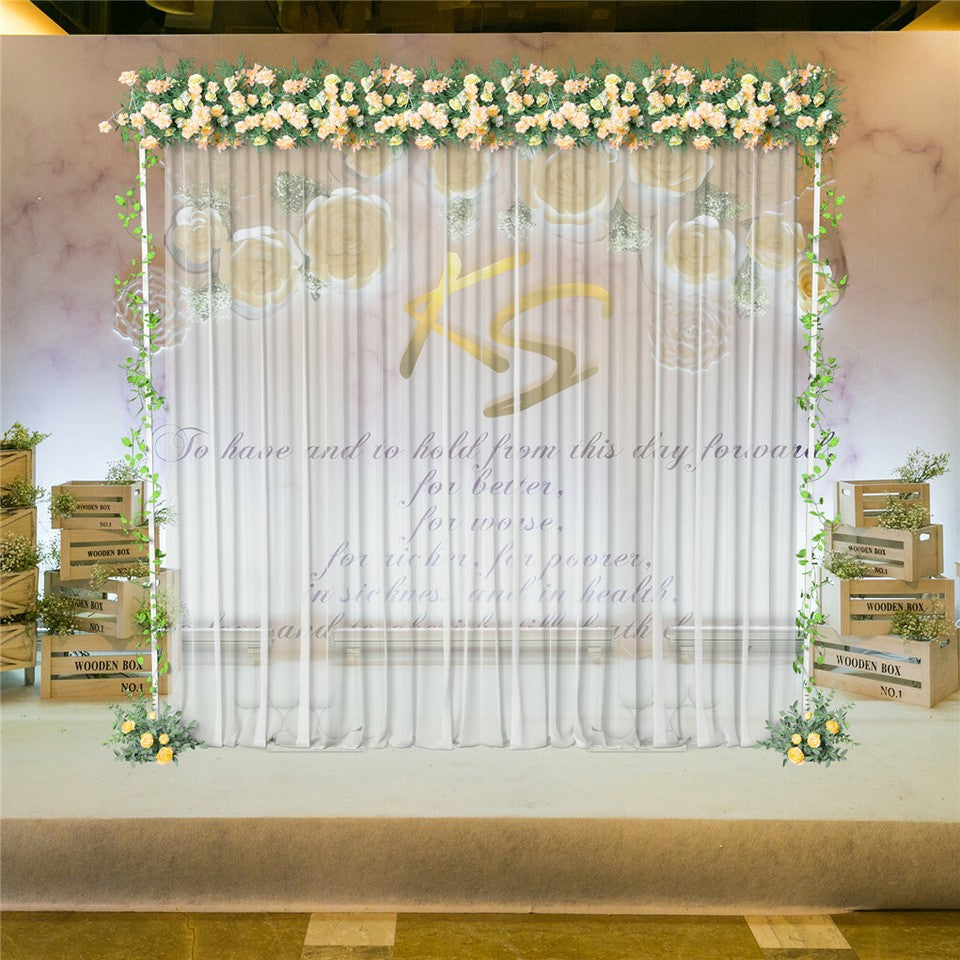 3x3M Square Wedding Arch Stand Metal Wedding Backdrop Decor White Flower Stand