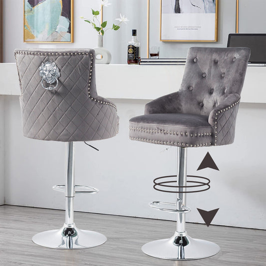 Elegant Swivel Bar Stool Velvet Airlift Counter Height Bar Kitchen Dining Chair