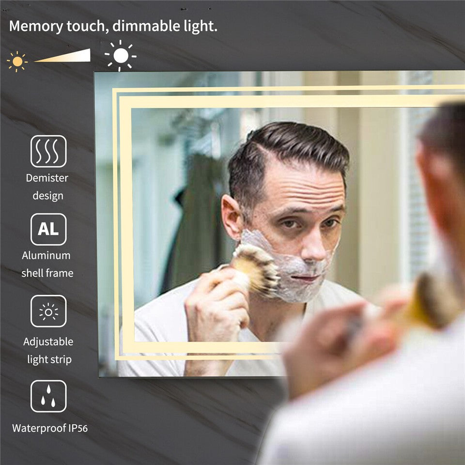 Anti-Fog LED Bathroom Mirror with 2-Way Mount