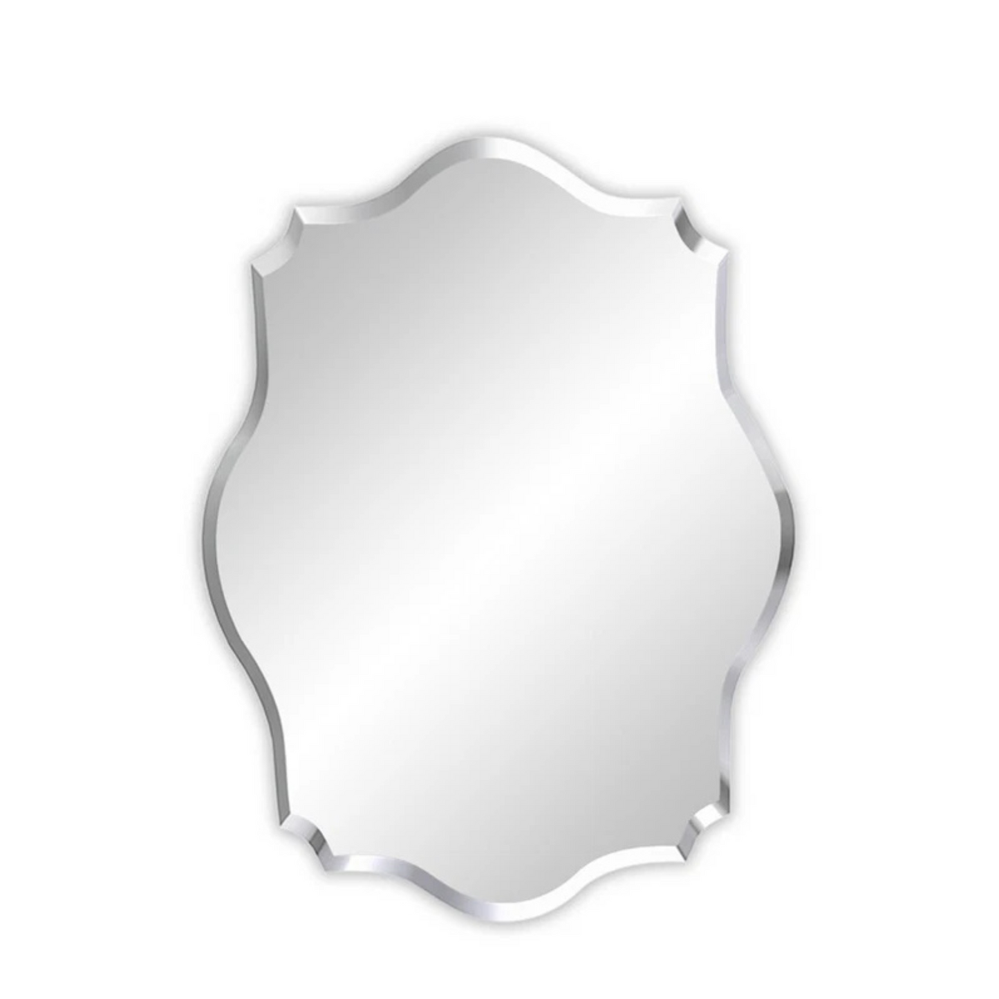 P&P Silver Irregular Wall Mirror 50x70cm Frameless Beveled Glass for Contemporary Decor