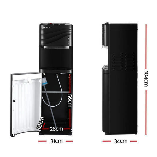 Devanti Water Cooler Dispenser Bottom Load Black - Hot & Cold