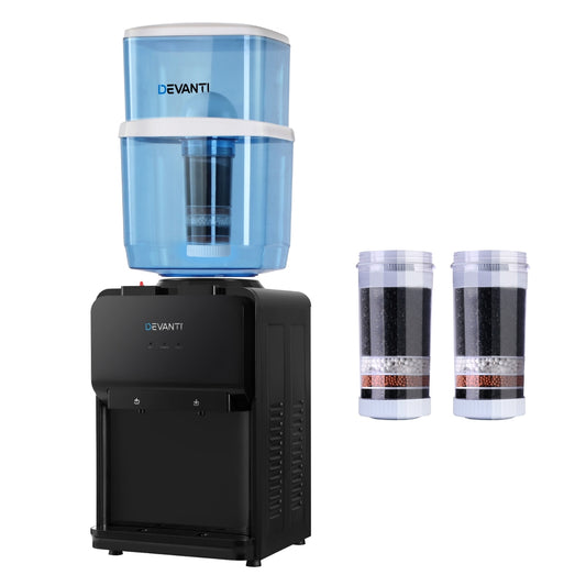 Devanti Water Cooler Dispenser 22L Bench Top with Filter - Hot & Cold Black