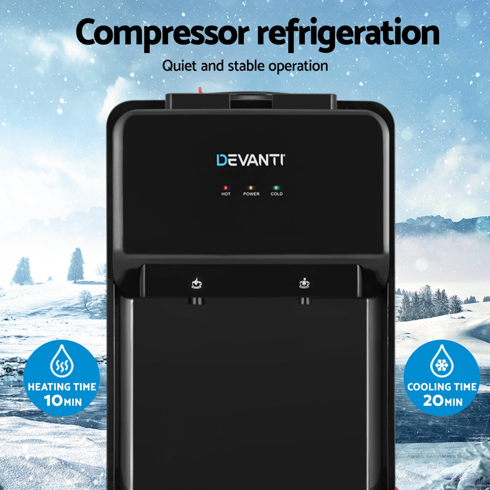 Devanti Water Cooler Dispenser 22L Bench Top with Filter - Hot & Cold Black