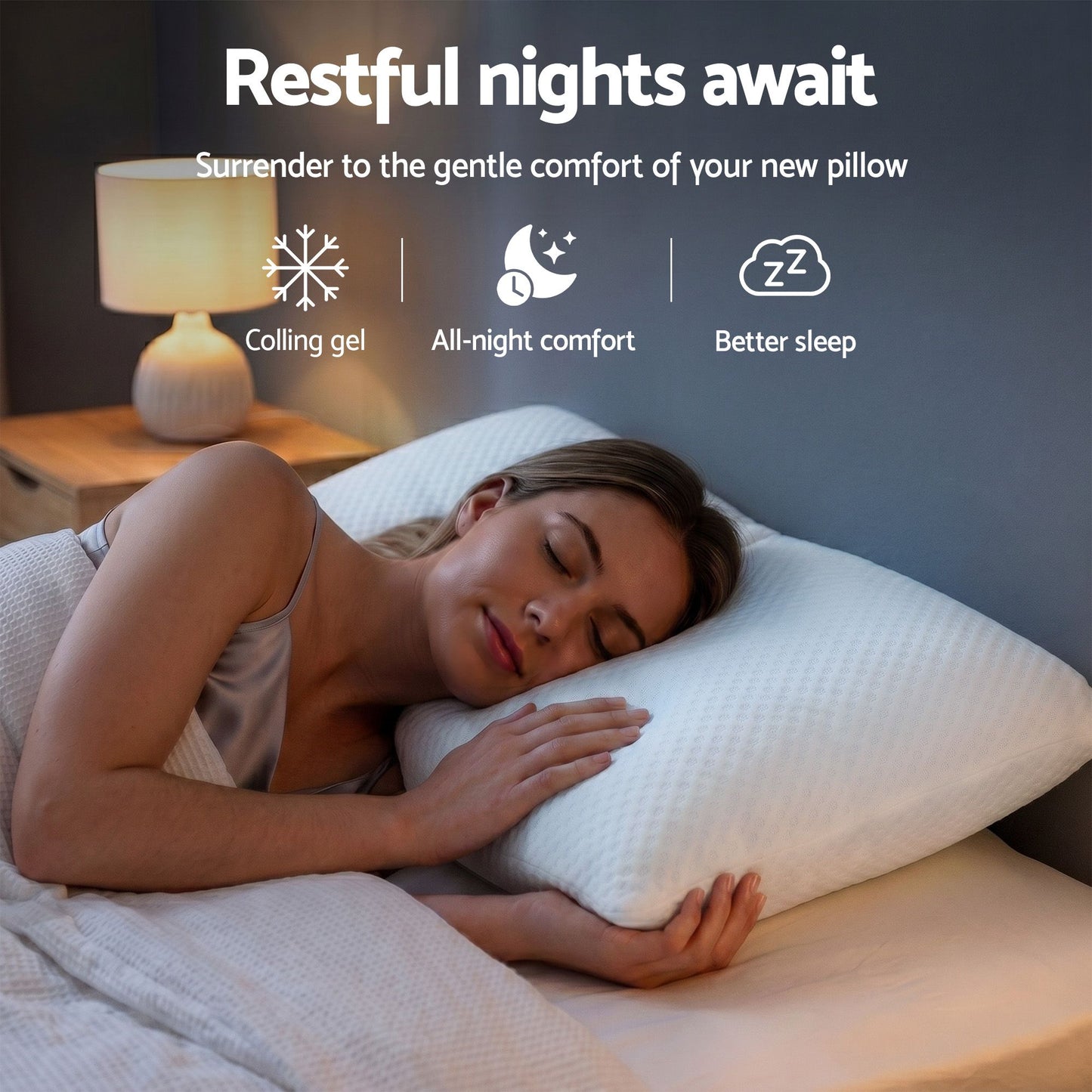 ROOMSENSE Cooling Memory Foam Pillow 2 Pack, Anti-Flattening Bed Pillows for Hot Sleepers, Adjustable Shredded Gel Side Sleeper Pillow for Neck Support, Washable Cover, 72x50x15cm