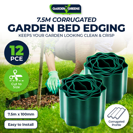 Garden Greens12PCE 7.5m Corrugated Garden Bed Edging Reusable Size Adjustable
