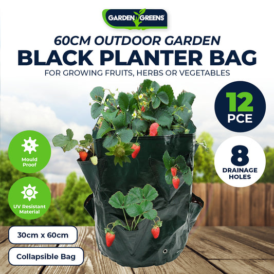 Garden Greens 12PCE Planter Bags Mould Proof UV Resistant Collapsible 60cm