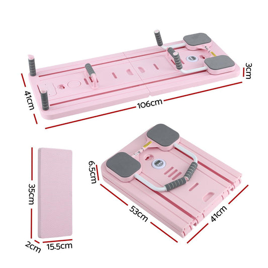 Everfit Pilates Reformer Abdominal Exercise Board Push Up Set Fitness Pink