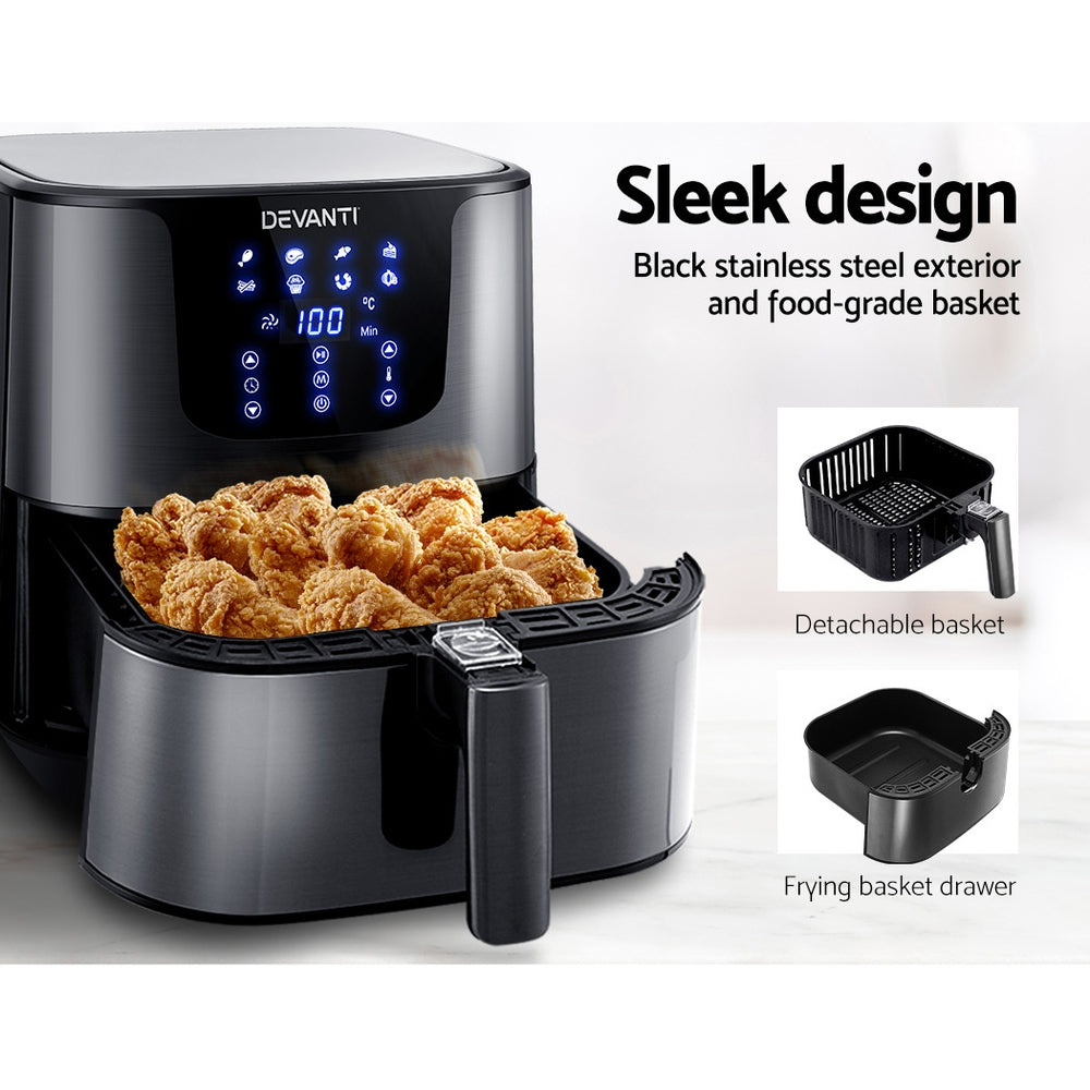 Devanti Air Fryer 7L LCD Fryers Black