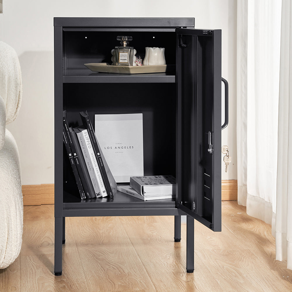 ArtissIn Bedside Table Metal Cabinet - MINI Black