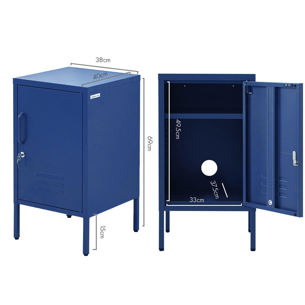 ArtissIn Bedside Table Metal Cabinet - MINI Blue