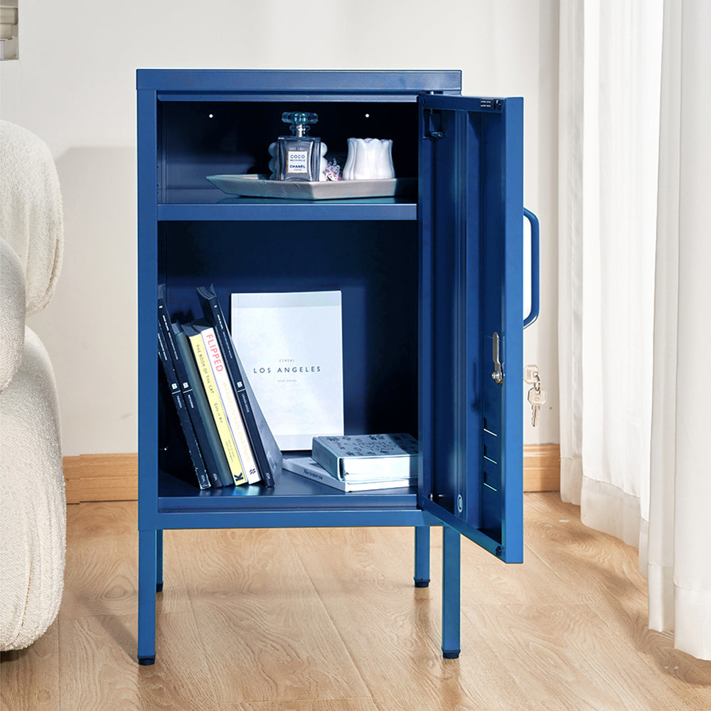 ArtissIn Bedside Table Metal Cabinet - MINI Blue