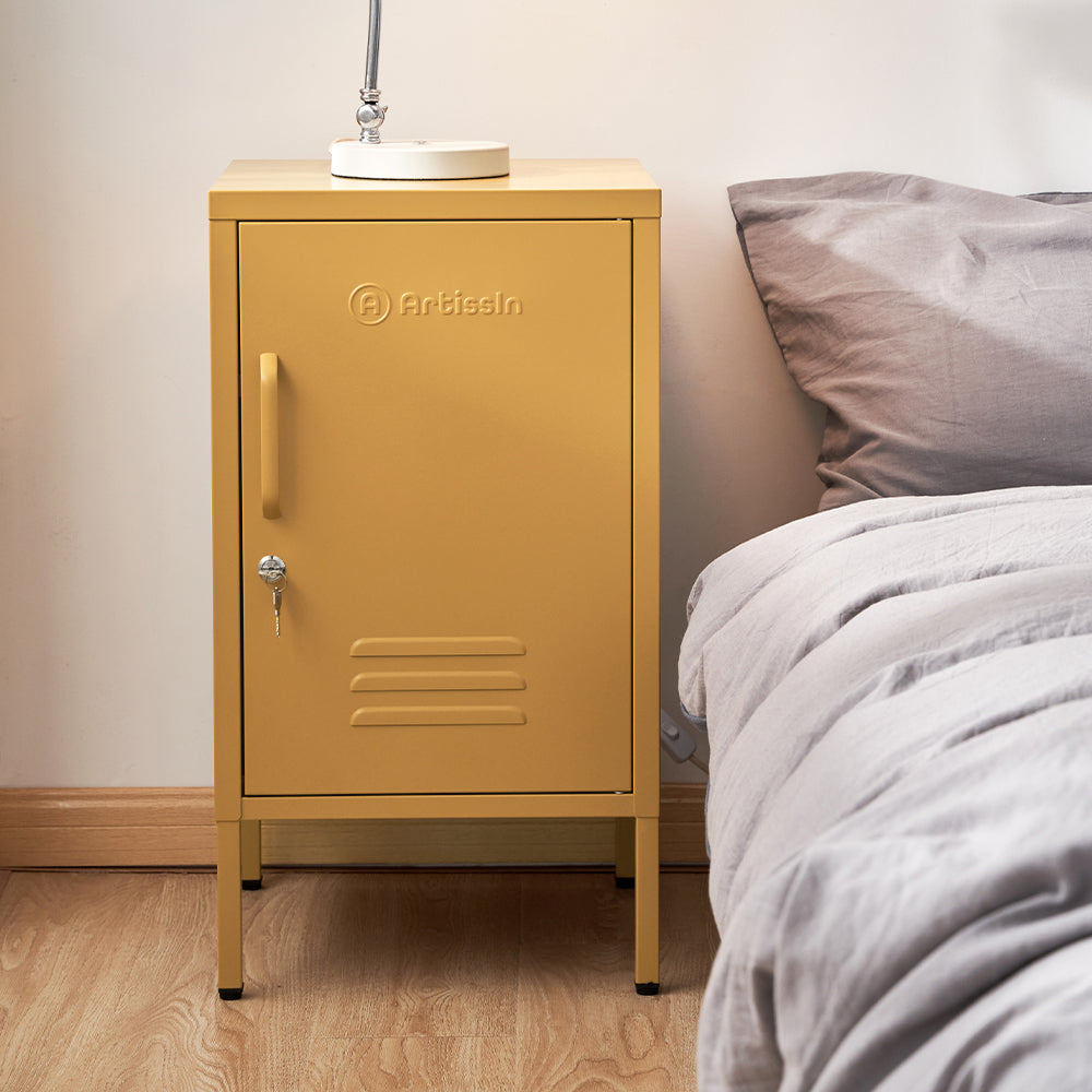 ArtissIn Bedside Table Metal Cabinet - MINI Yellow