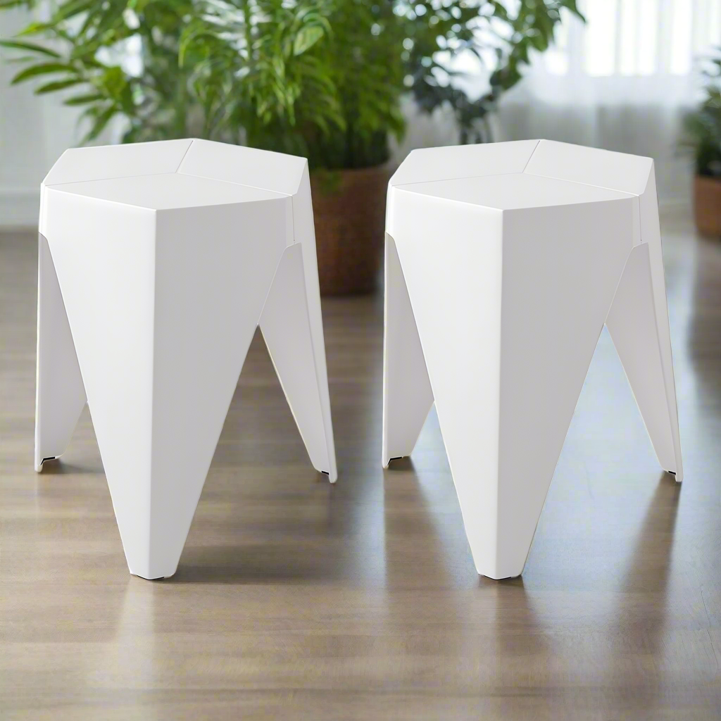 ArtissIn 2x Bar Stools Puzzle Plastic Foot Stool White