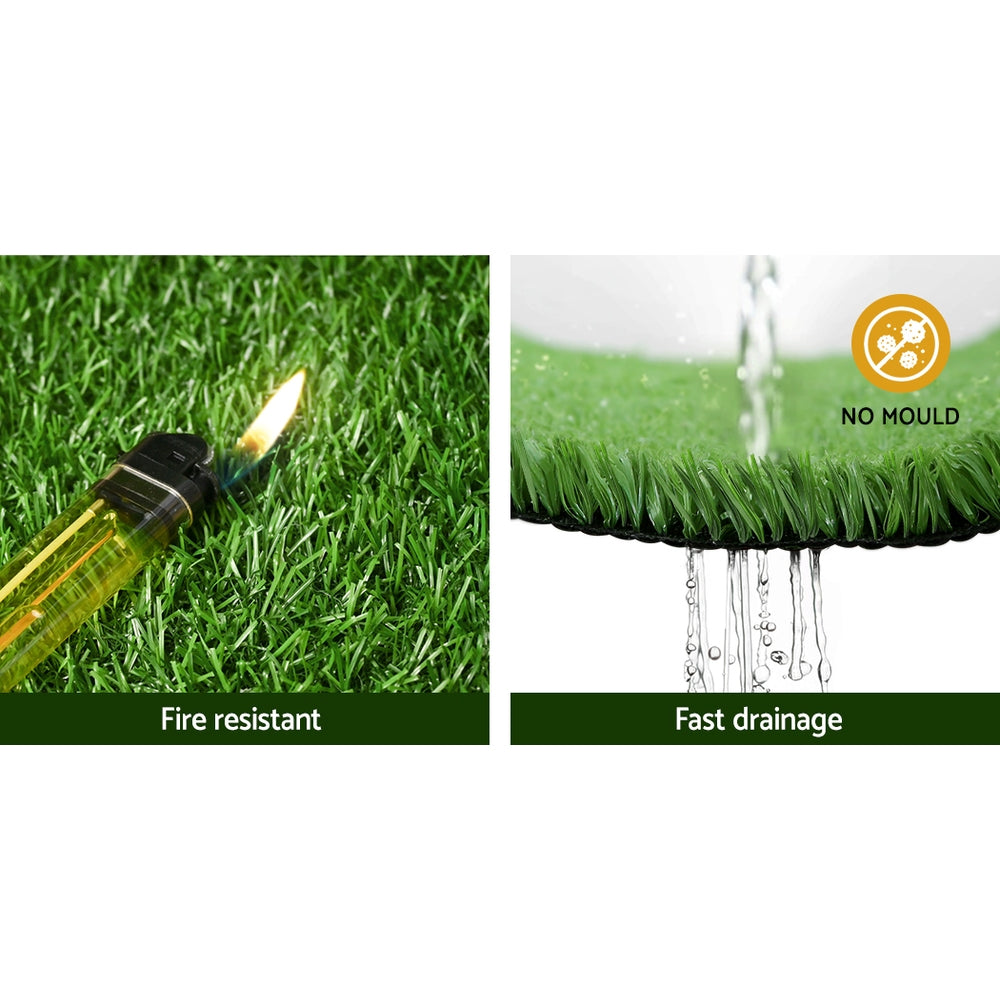 Prime Turf Artificial Grass 2mx10m 10mm Synthetic Fake Lawn Turf Plant Plastic Olive