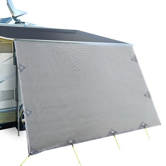 Caravan Privacy Screen Roll Out Awning 4.3X1.95M End Wall Side Sun Shade Grey