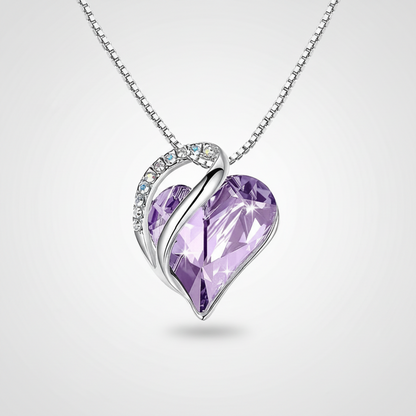 Silver Plated Infinity Love Heart Pendant With Birthstone Crystals Jewelry Gifts for Wife Necklaces for Women (Alexandrite Light Purple)