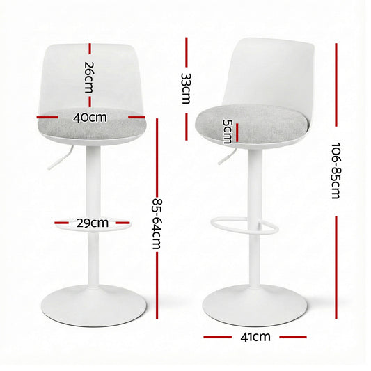 Artiss 4x Bar Stools Kitchen Swivel Gas Lift Counter Dining Chair Curved White