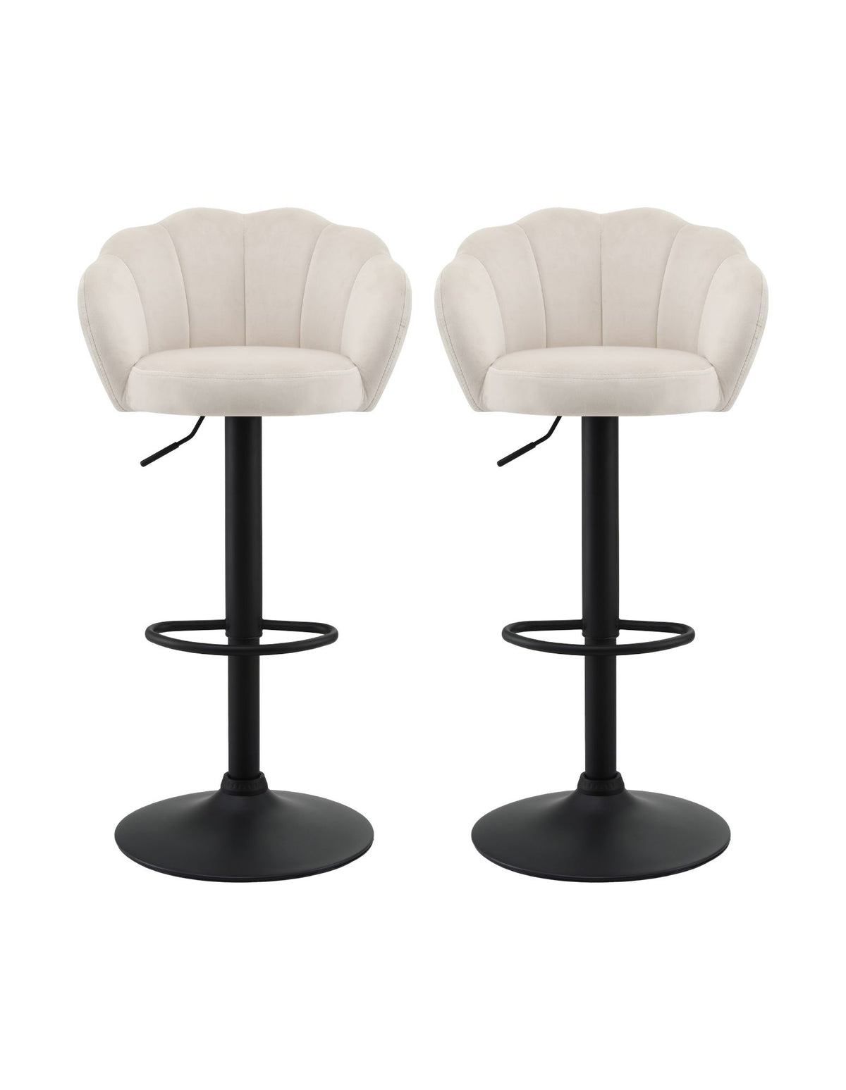 Artiss 2x Bar Stools Counter Chair Adjustable Shell Backrest Velvet Nessah Ivory