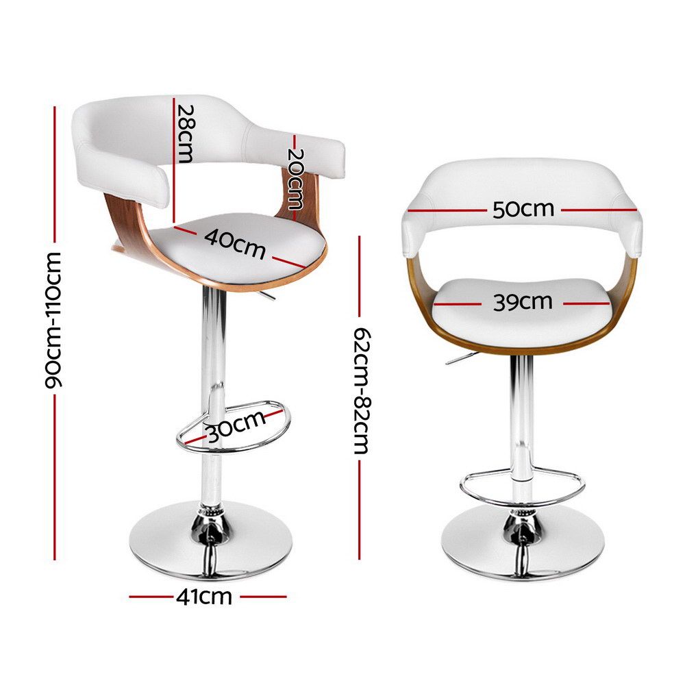 Artiss Bar Stools X3 Kitchen Counter Chair Gas Lift Swivel PU Selina White