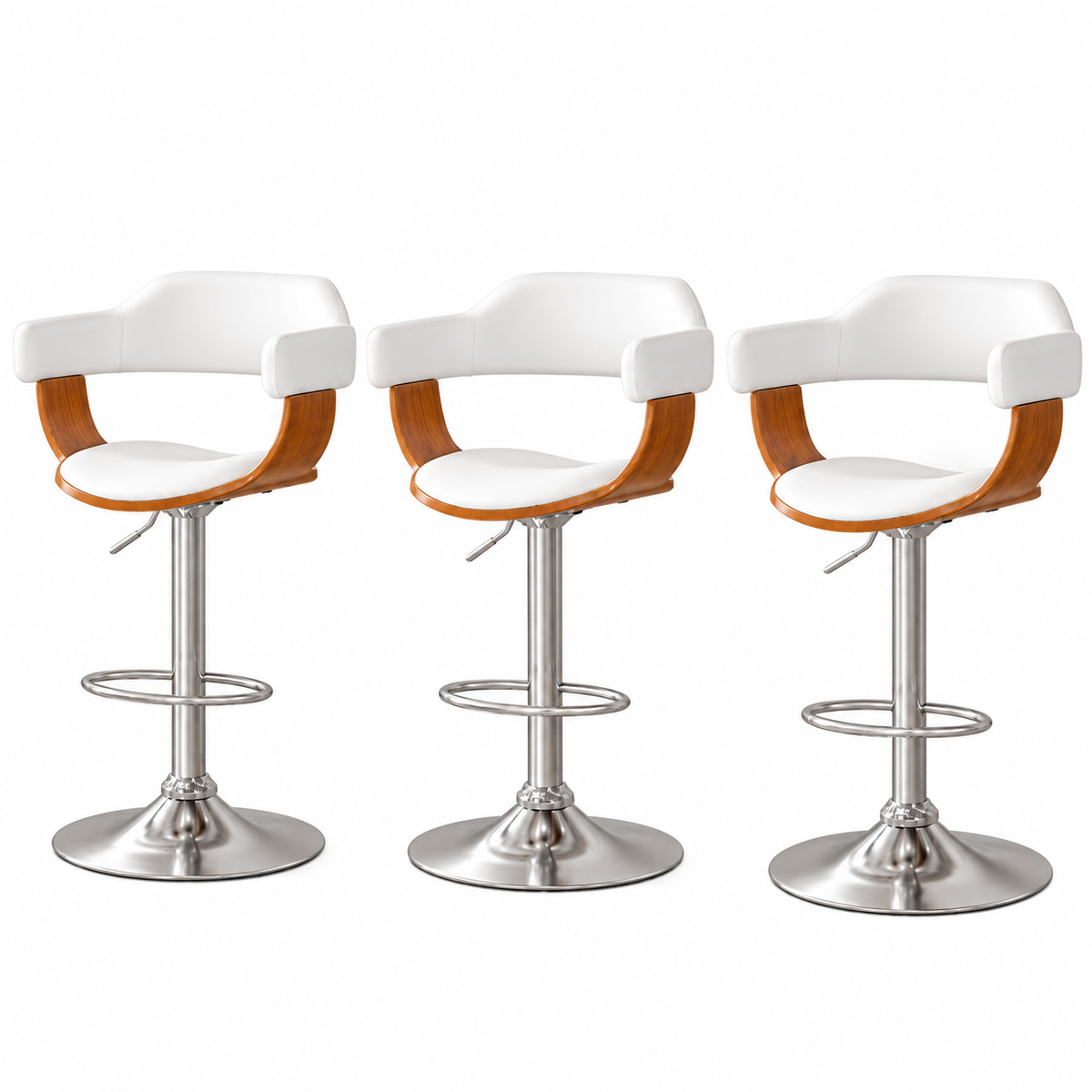 Artiss Bar Stools X3 Kitchen Counter Chair Gas Lift Swivel PU Selina White