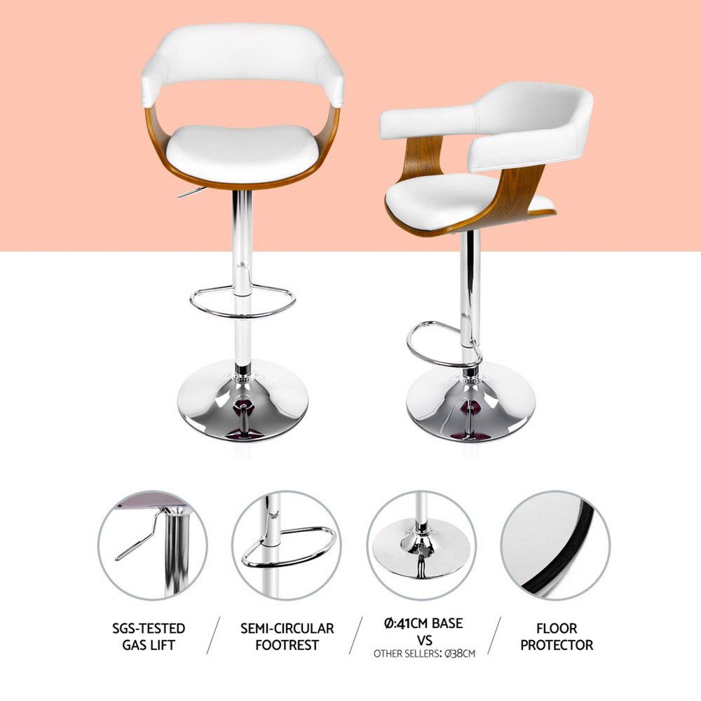 Artiss Bar Stools X3 Kitchen Counter Chair Gas Lift Swivel PU Selina White