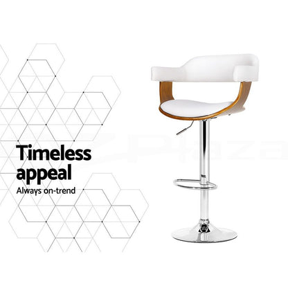 Artiss Bar Stools X3 Kitchen Counter Chair Gas Lift Swivel PU Selina White