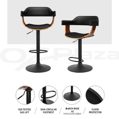 Artiss Bar Stools X3 Kitchen Counter Chair Gas Lift Swivel PU Selina All Black