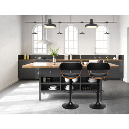 Artiss Bar Stools X3 Kitchen Counter Chair Gas Lift Swivel PU Selina All Black