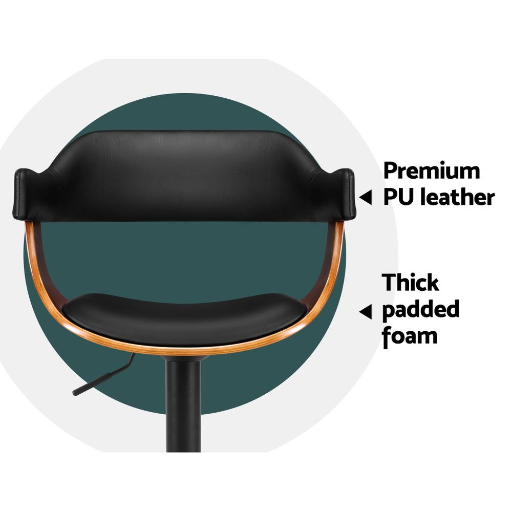 Artiss Bar Stools X3 Kitchen Counter Chair Gas Lift Swivel PU Selina All Black