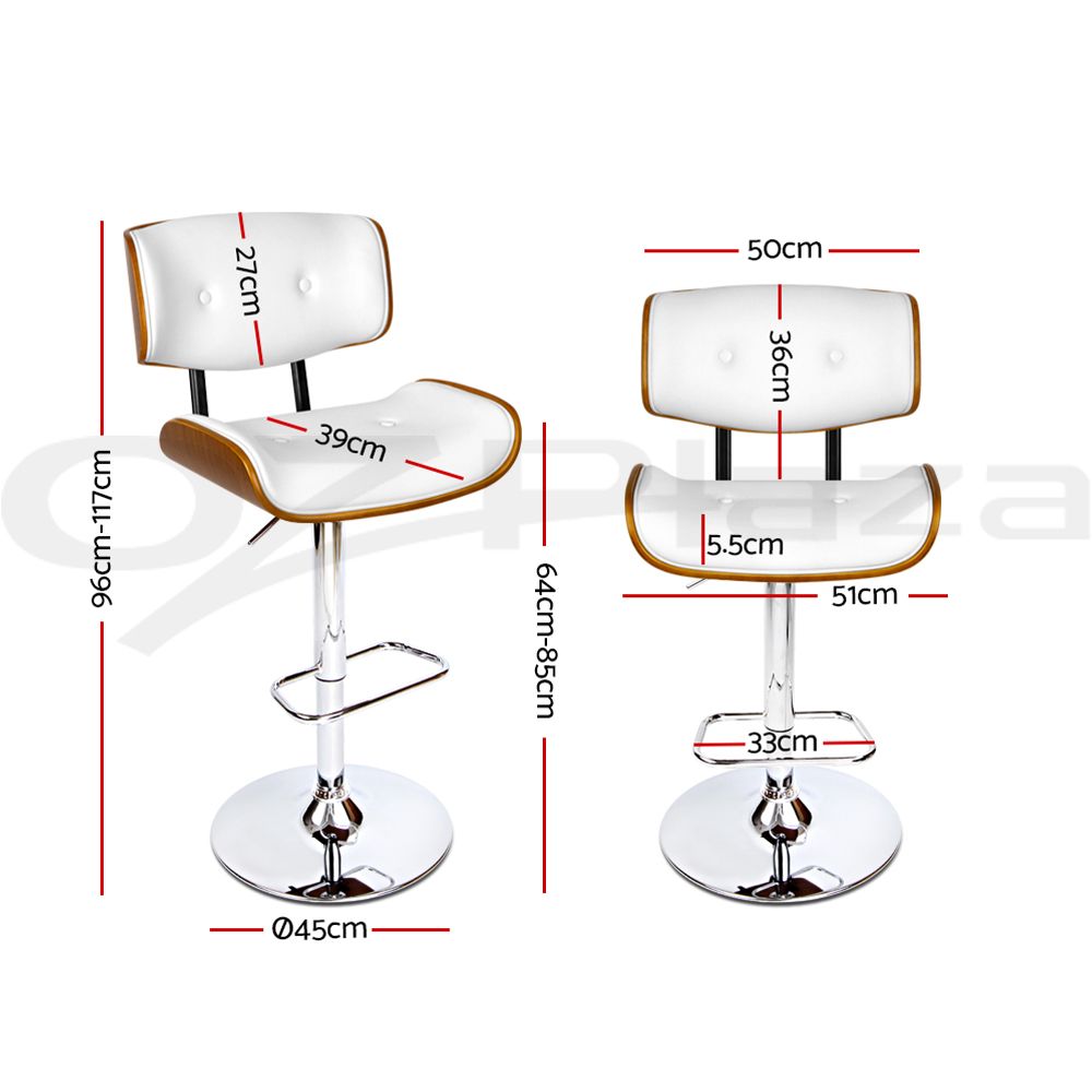 Artiss Bar Stools X3 Kitchen Counter Chair Gas Lift Swivel PU Cherry White