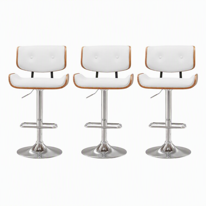 Artiss Bar Stools X3 Kitchen Counter Chair Gas Lift Swivel PU Cherry White