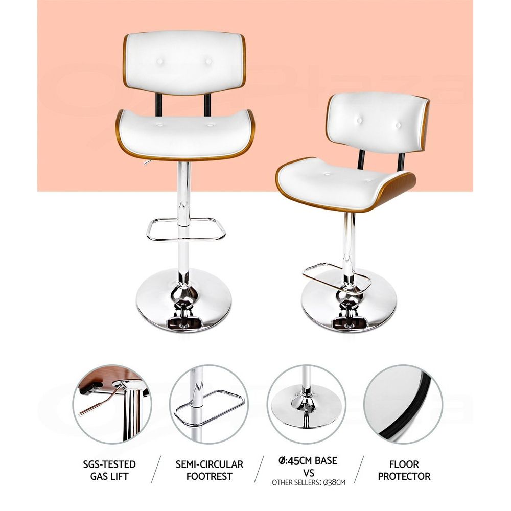 Artiss Bar Stools X3 Kitchen Counter Chair Gas Lift Swivel PU Cherry White