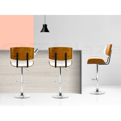 Artiss Bar Stools X3 Kitchen Counter Chair Gas Lift Swivel PU Cherry White