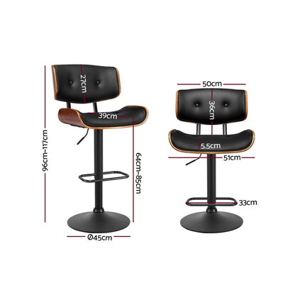 Artiss Bar Stools X3 Kitchen Counter Chair Gas Lift Swivel PU Cherry All Black