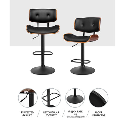 Artiss Bar Stools X3 Kitchen Counter Chair Gas Lift Swivel PU Cherry All Black