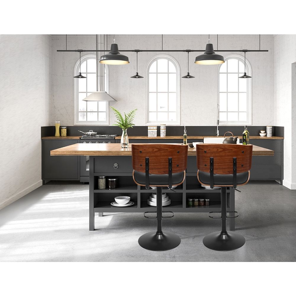 Artiss Bar Stools X3 Kitchen Counter Chair Gas Lift Swivel PU Cherry All Black