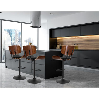 Artiss Bar Stools X3 Kitchen Counter Chair Gas Lift Swivel PU Cherry All Black