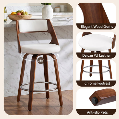 Artiss Wooden Bar Stools Set of 2 Swivel Kitchen Counter Stools Chair 65cm