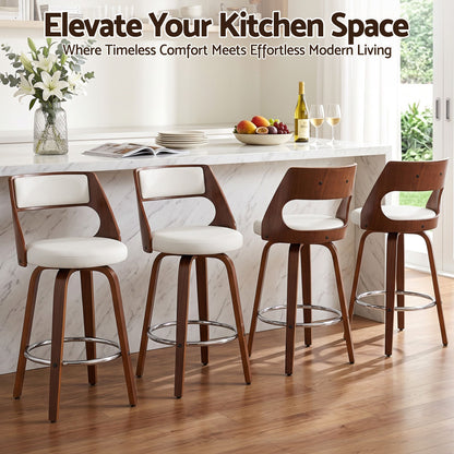 Artiss Wooden Bar Stools Set of 4 Swivel Kitchen Counter Stools Chair 65cm