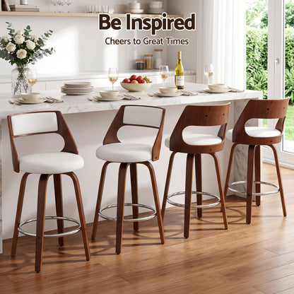 Artiss Wooden Bar Stools Set of 4 Swivel Kitchen Counter Stools Chair 65cm