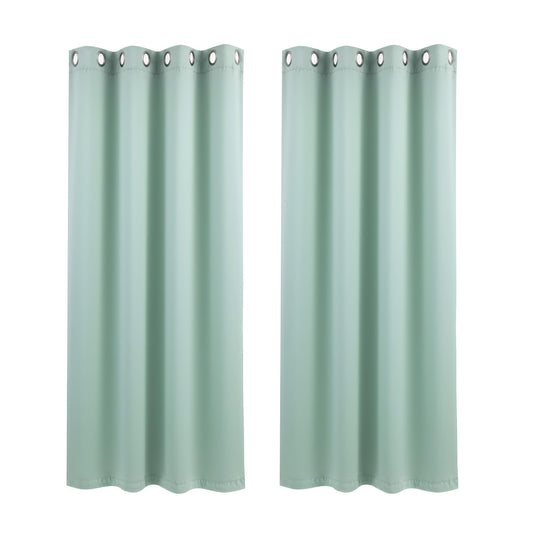 Artiss Blockout Curtains 2X 132x160cm Thermal Insulated Eyelet Drapes Green