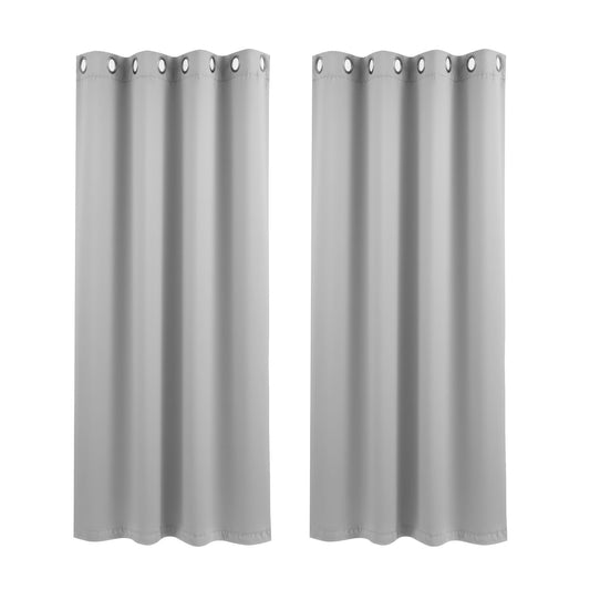 Artiss Blockout Curtains 2X 132x160cm Thermal Insulated Eyelet Drapes Grey