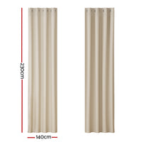 Artiss 2X Blockout Curtains Eyelet 140x230cm Beige
