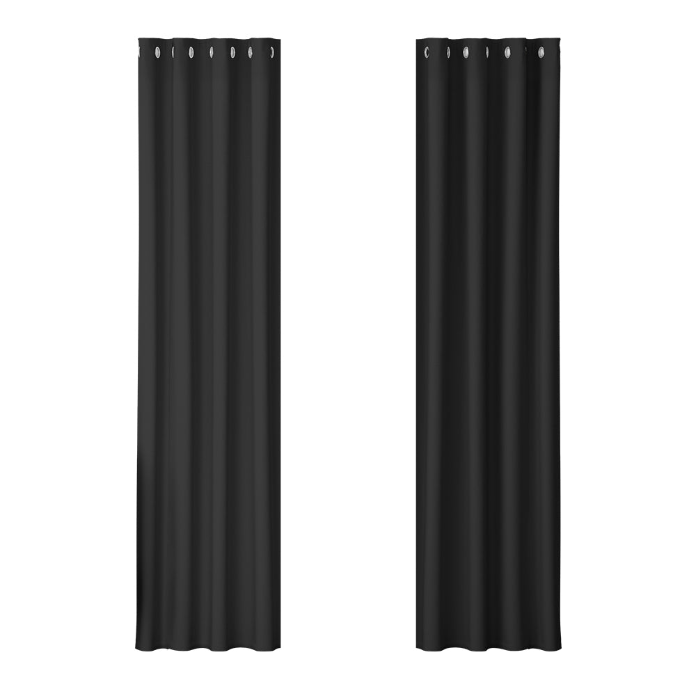 Artiss 2X Blockout Curtains Eyelet 140x230cm Black