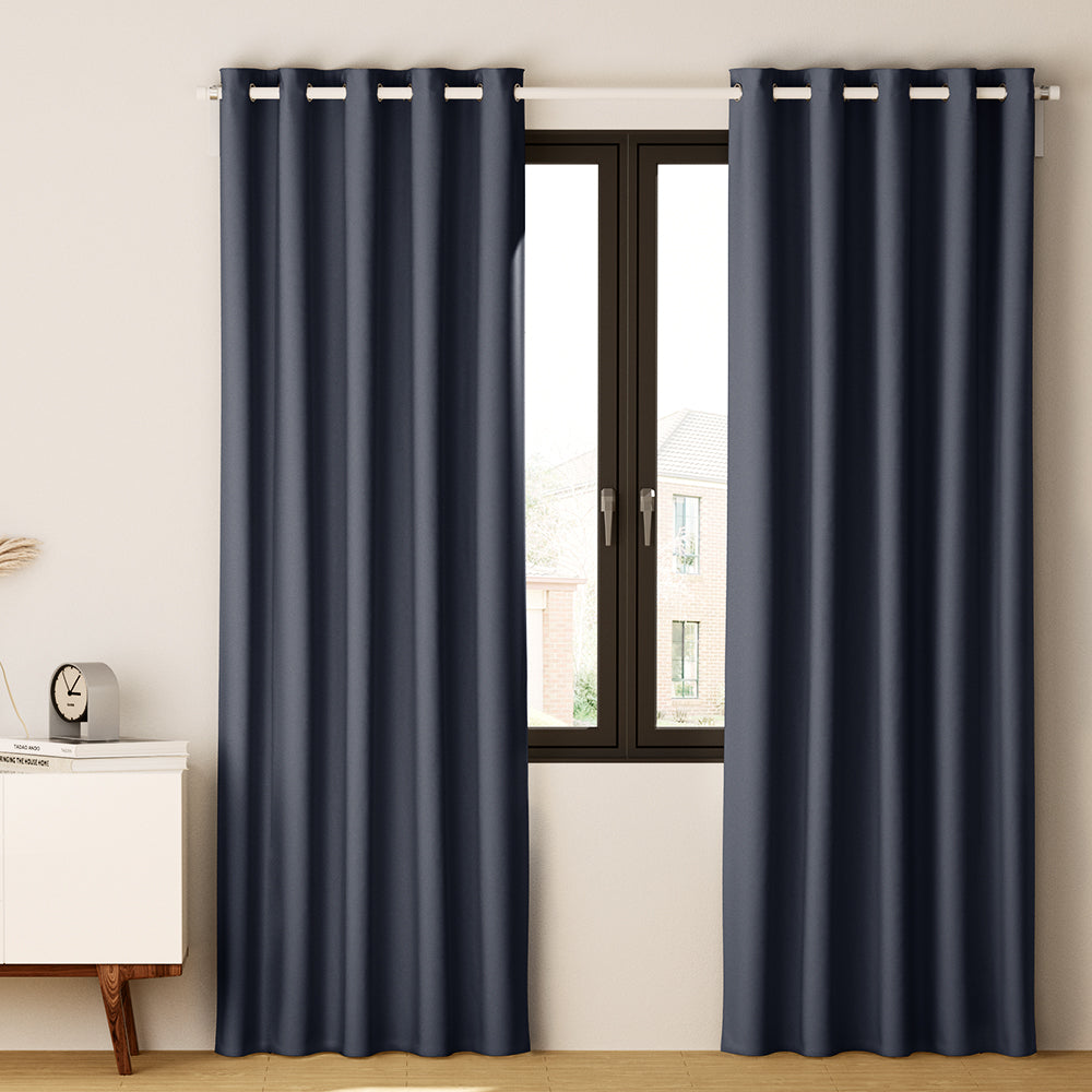 Artiss 2X Blockout Curtains Eyelet 140x230cm Charcoal