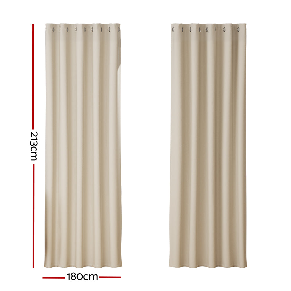 Artiss 2X Blockout Curtains Eyelet 180x213cm Beige