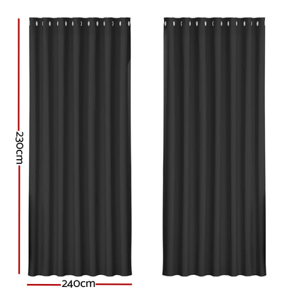 Artiss 2X Blockout Curtains Eyelet 240x230cm Black