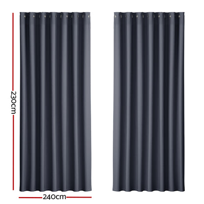 Artiss 2X Blockout Curtains Eyelet 240x230cm Charcoal